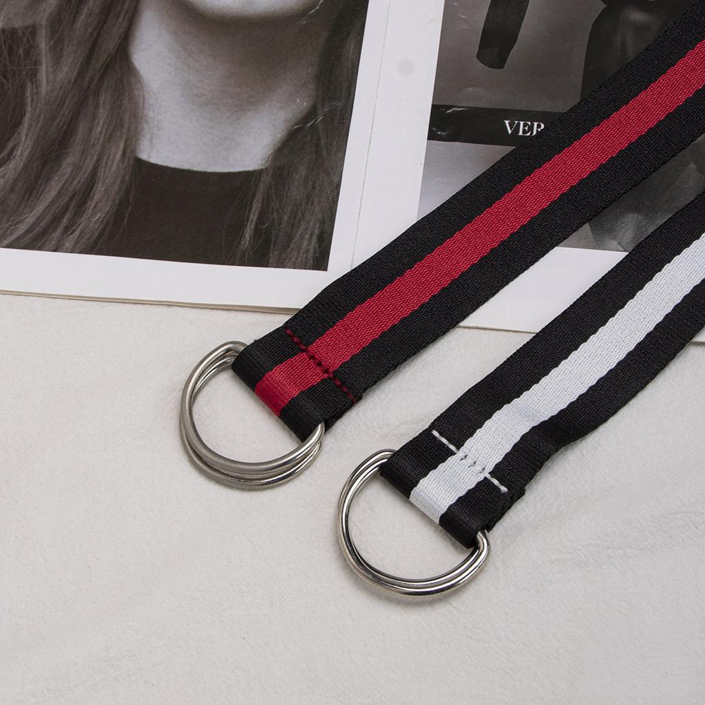 Letter Simple Grid Striped Butterfly Polka Dot Printed Women Canvas Belt