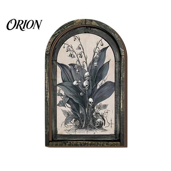 Retro Arched Picture Frame Halloween Wooden Wall Decor, Ghost Cat Double-Layer Hanging Ornament, Distressed Gothic Hazy Painting Style Tabletop Decor