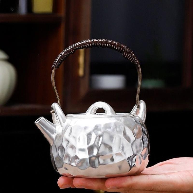 Gilded Silver Japanese Honeycomb Lifting Beam Pot Compact Size Ceramic Tea Beverage Pot Home Kung Fu Tea Set Tea Beverage Making Single Pot
