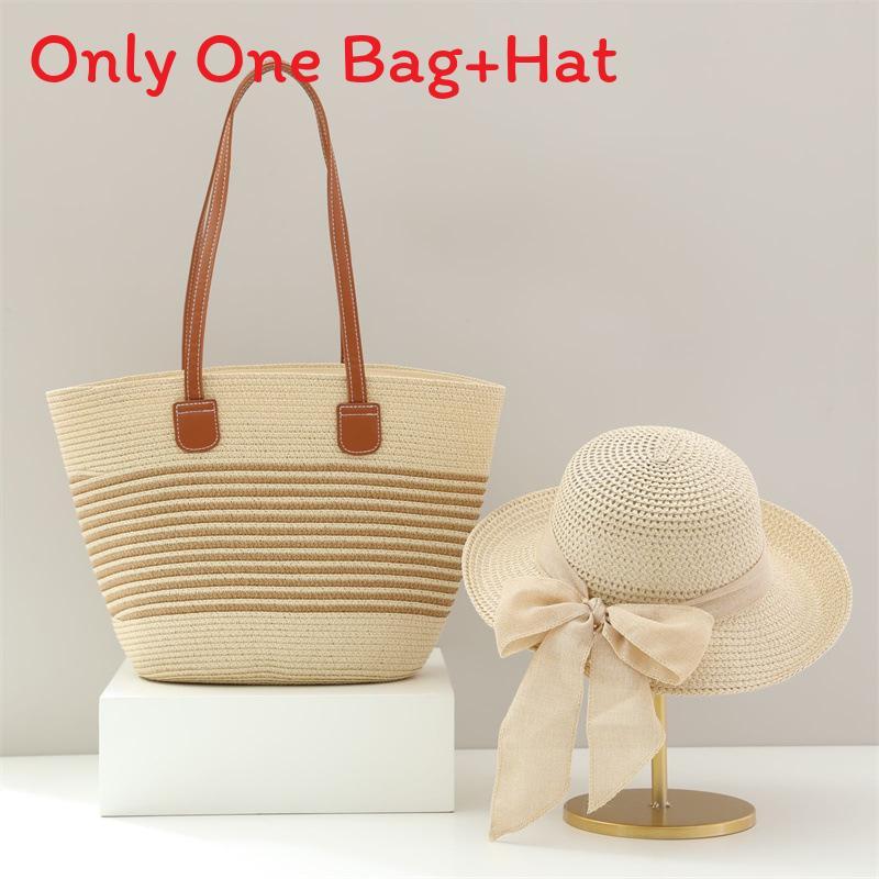 Straw Hat And Bag Set With Sun Protection For Outdoor Travel Casual Summer Adults