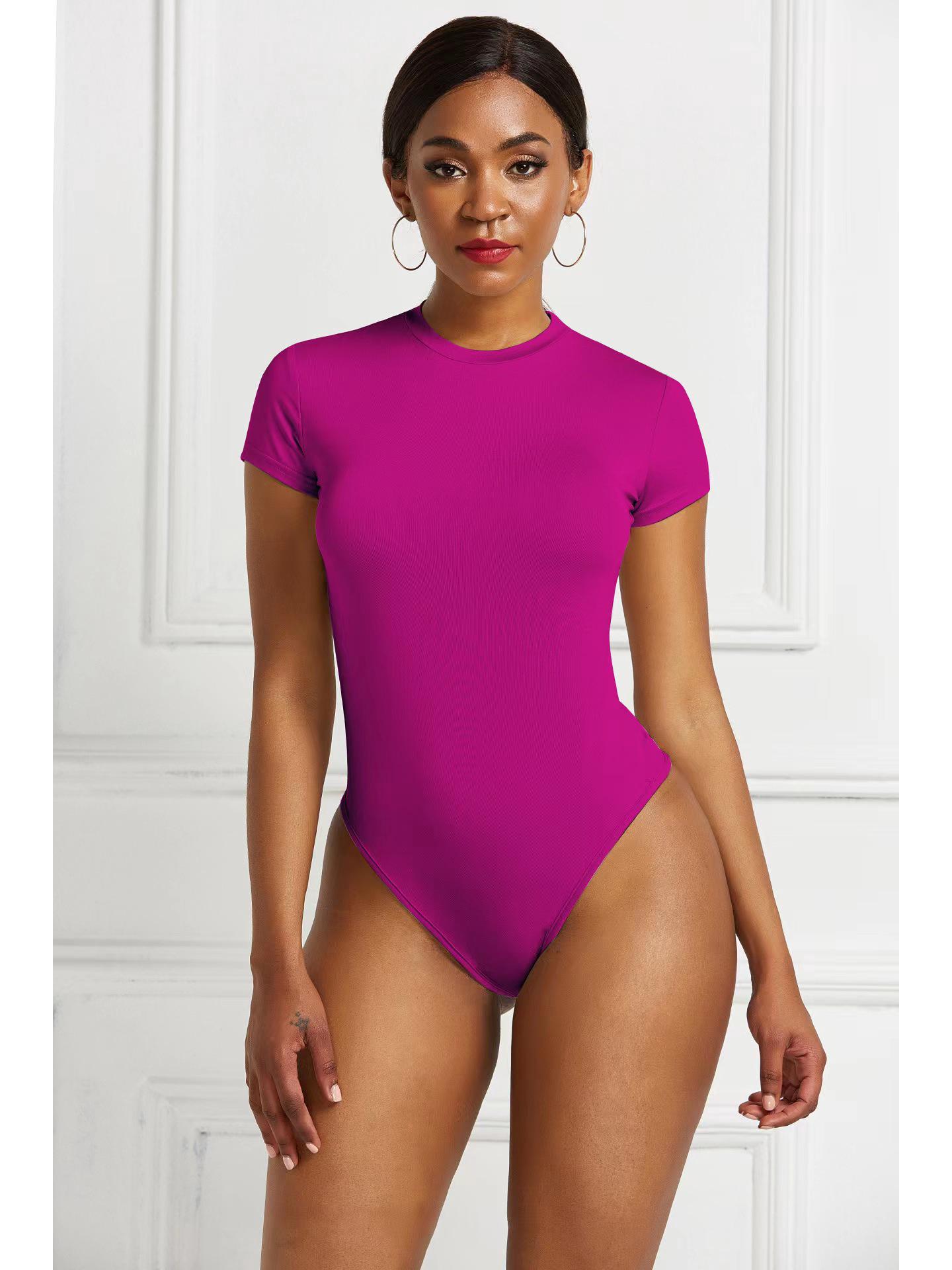 

Хит продаж европейский и американский однотонный боди с круглым вырезом - Формирующий фигуру базовый слой XXL розы красного