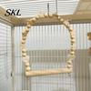 Parrot Climbing Toy Swing Perch, Solid Wood Perch Pole, Wooden Blocks And Beads Arch, Unpainted Bird for Small Medium Parrots with