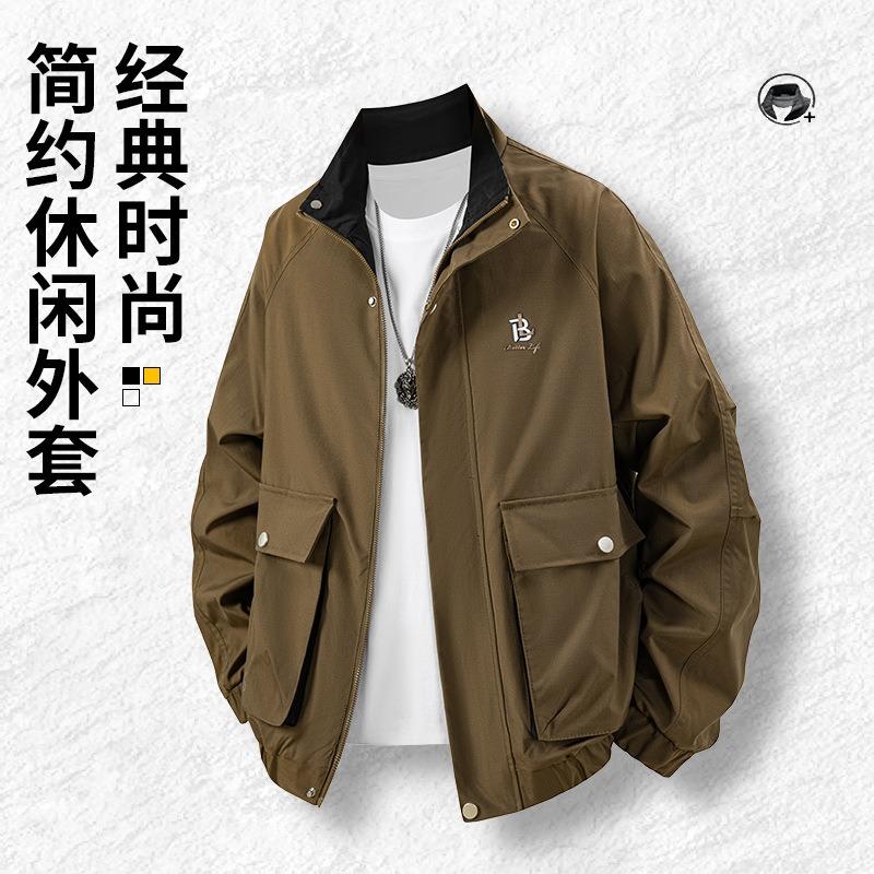 Autumn and winter new tooling jacket men's trendy coat versatile loose stand-up collar top coat