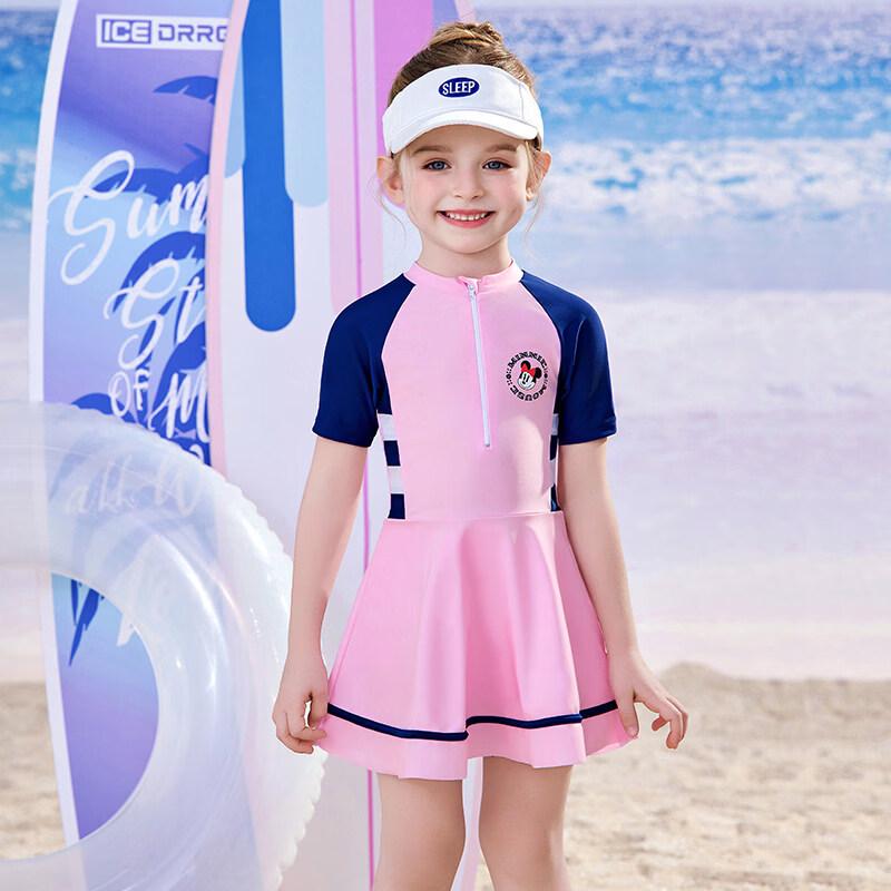 Disney Girls Minnie Pink One-Piece Skirt Swimsuit 140 (4XL)