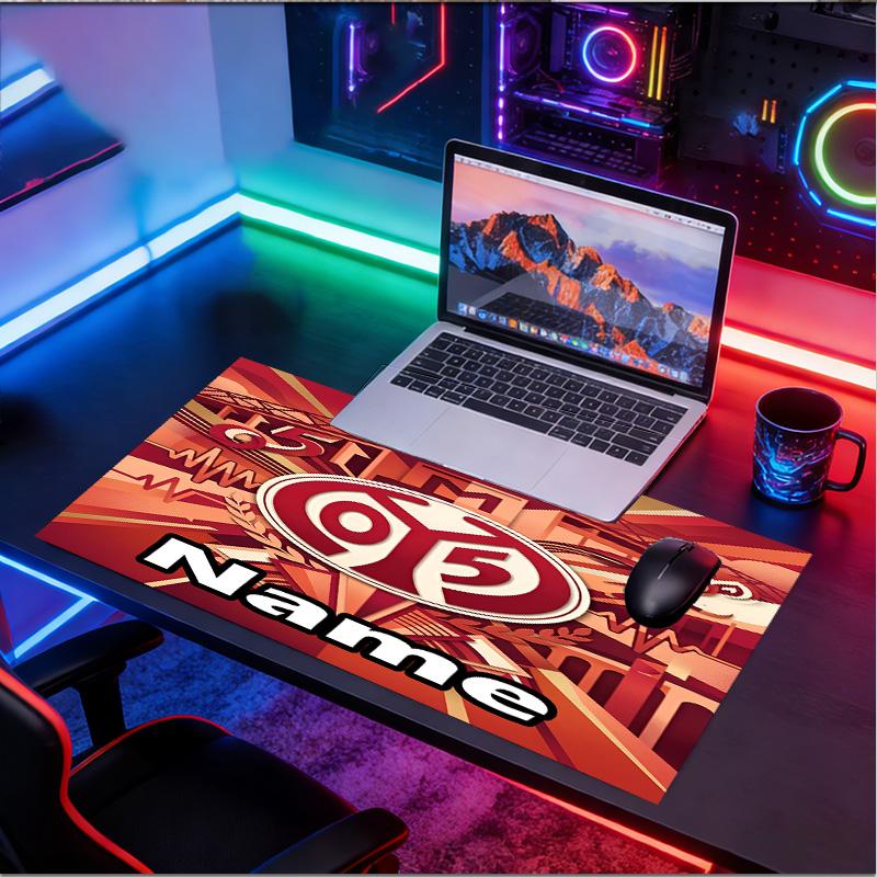 Custom Name Personalized 05 1FSV Mainz 05 Pattern Mousepad, Laptop PC Desk Mat, Decorative Desk Mat for Home Keyboard Pad Gift