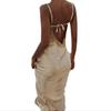 Summer Women Satin Long Dress Sexy Sleeveless Backless Spaghetti Strap Silk Mermaid Dresses Female Nightclub Party Maxi Dress
