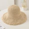 Faltbarer Sonnenhut für Damen mit breiter Krempe und Quaste, Sonnenschutz für Strand und Urlaub