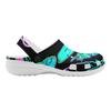 White EVA Clogs with Bat Mushroom Print, Lightweight Slip On Garden Shoes, Breathable Beach Sandals, Indoor Outdoor Slippers for Men Women