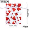 50pcs Valentine's Day Party Drawstring Bag Heart Gift Bags Jewelry Pouches Pouch Drawstring Bags for Jewelry Packaging Valentine's Day Gift Bag