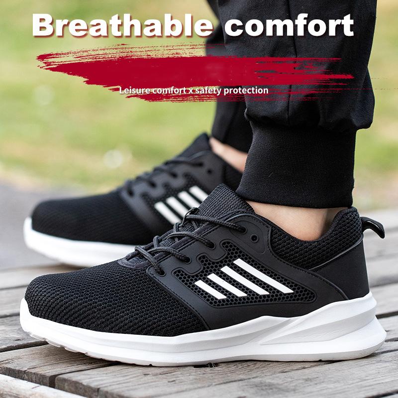 Men'S Safety Shoes Low Top Anti-Puncture Anti-Smash Steel Toe Work Boots Light Weight Safety Low Top Shoes For Forging Workshop