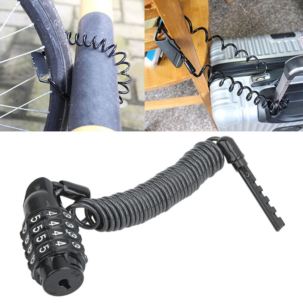 Universal Motorcycle Helmet Lock & Cable Code Combination PIN Locking Carabiner Black