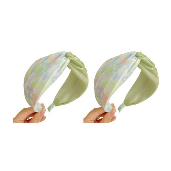 

2Pcs Women Headband Tie-Dye Color Knot Design Smooth Fabric Wide Hair Hoop Lightweight Stretchy Hair Accessory