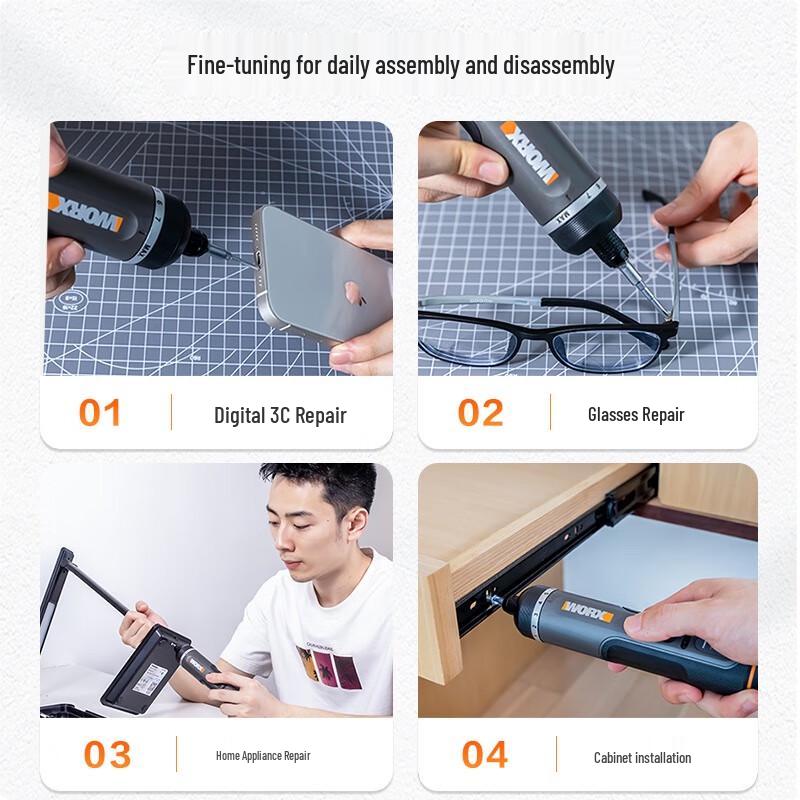 Worx WX242 Cordless Electric Screwdriver Tool Set CN plug (adapter included)