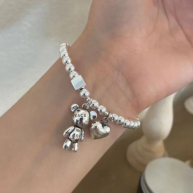 Movable Bear Pendant Necklace Hip Hop Men and Women Punk Couple Sweater Chain Female Bracelet Earring Jewelry Gifts