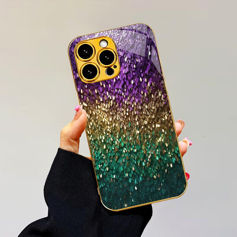 Bunte galvanisierte Glas-Handyhülle für iPhone 17 16 15 14 13 12 11 Pro Max Plus 16E 17Air Abdeckung