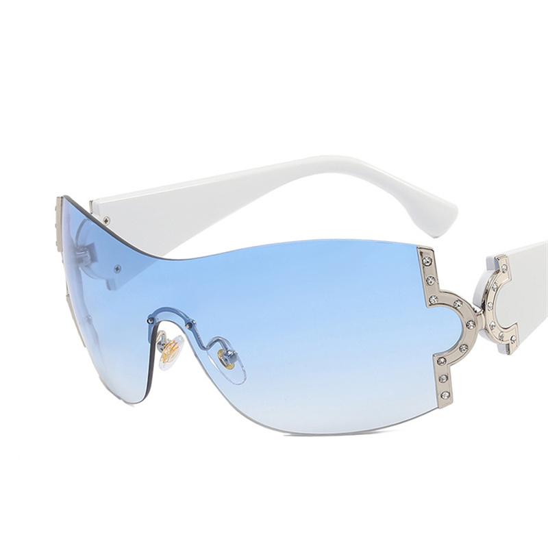 

Luxury Y2k Punk Sunglasses Women One Piece Lens Glasses Brand Designer Unisex Gradient Shades Eyewear Rhinestones Eyeglasses only 1pcs sunglasses