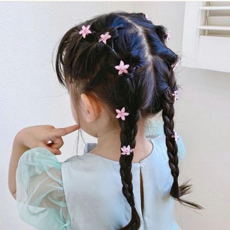 10Pcs/set Flower Hair Clips Rhinestones Girl Hair Claws Kids Fashion Hairpins Sweet Headwear Hair Accessories
