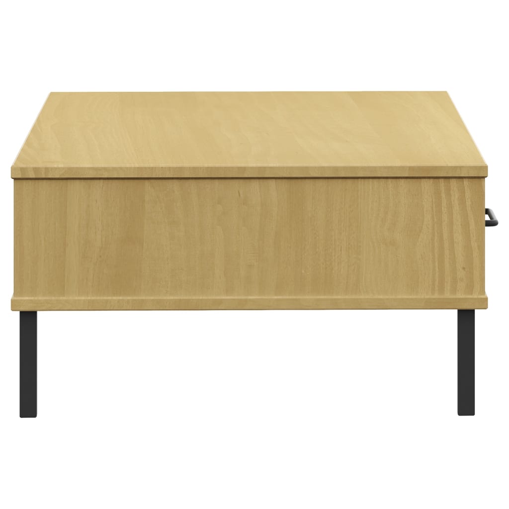 Vidaxl Oslo Coffee Table, Metal Legs, Brown, Pine Wood