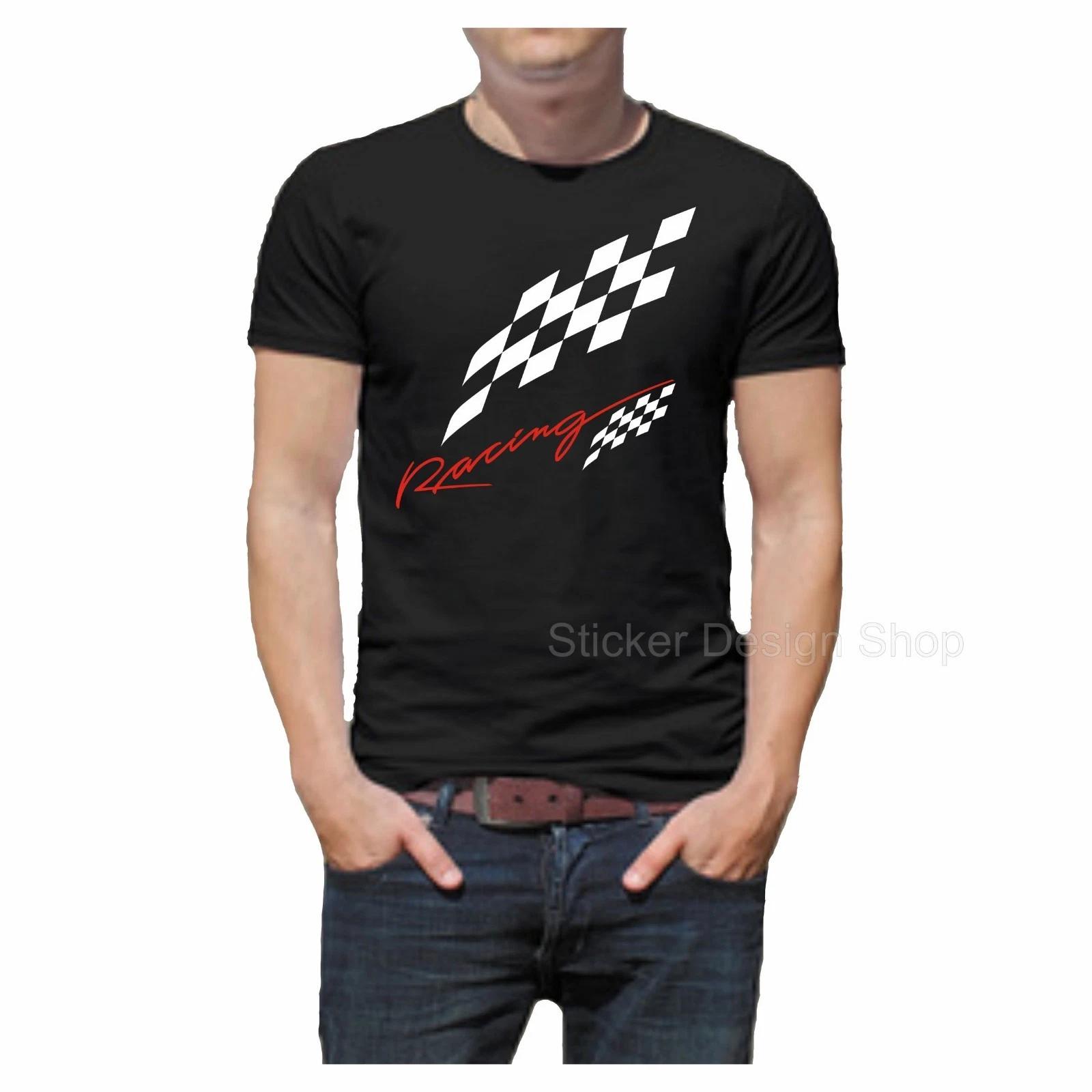 Racing Flag T-Shirt Print Unisex Cotton Fruit of The Loom 2XL
