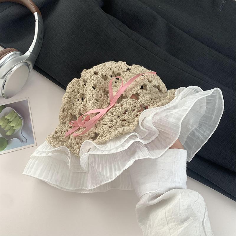 

Summer Wide Outdoor Brim Sun Hat For Women Adjustable Stylish Design Bow хакі