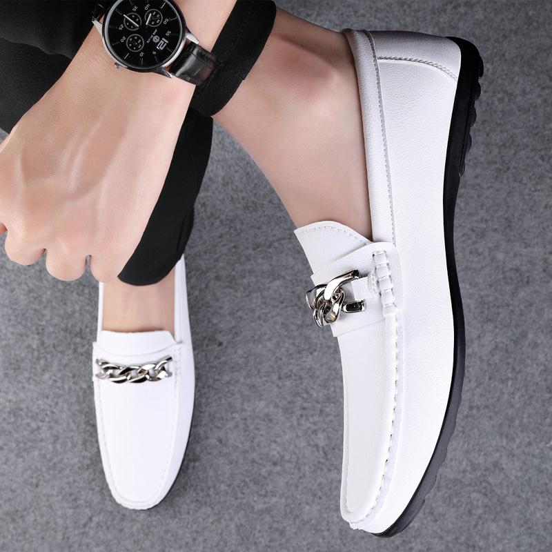 Black and White Men's Loafers Fashionable Minimalist Design Style Outdoor Leisure Business and Party Office Lightweight Shoes 47