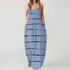 Women's Fashion Summer Casual Print V-Neck Sexy Sleeveless Dresses Long