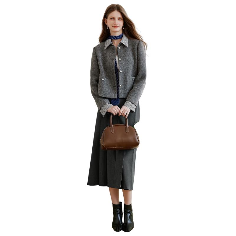 Xiangying Women s French Style Wool Blend Short Jacket L