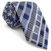 SHLAX&WING Long Tie for Men, Blue Check Pattern, Silk, 160cm, XL
