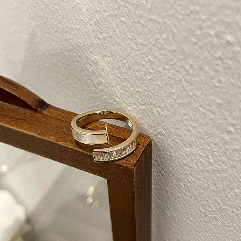 Inel de deget deschis, placat cu argint, cu glazură colorată în stil vintage și design geometric, pentru femei