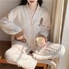 Autumn/Winter Coral Velvet Pajamas for Women Warm Casual Flannel with Velvet Thickened Can Be Worn Outside The Home Suit