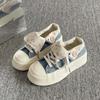 Floral denim blue platform canvas white shoes women's summer breathable thin student versatile tide shoes
