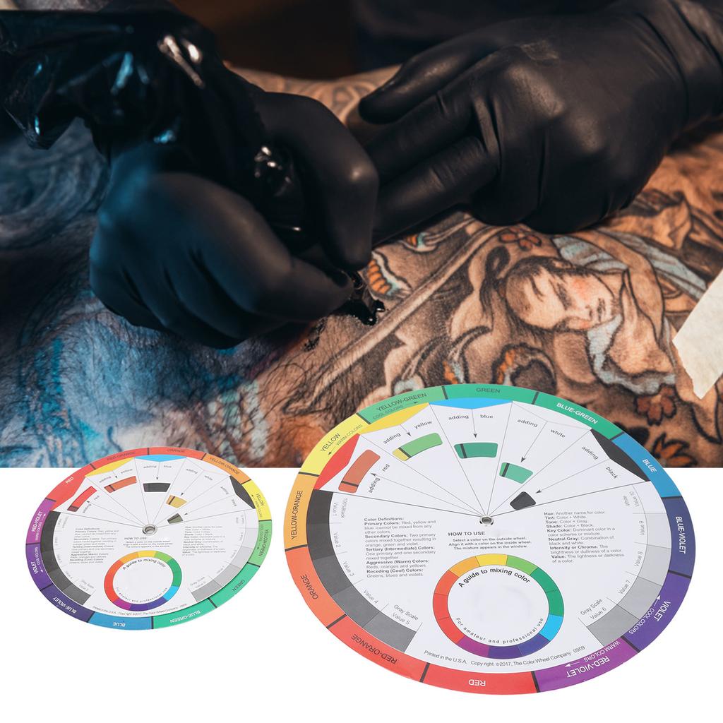 2pcs 9.3in 5.5in Diameter Color Mixing Guides Body Art Tattoo Color Blending Mixed Guide Wheel