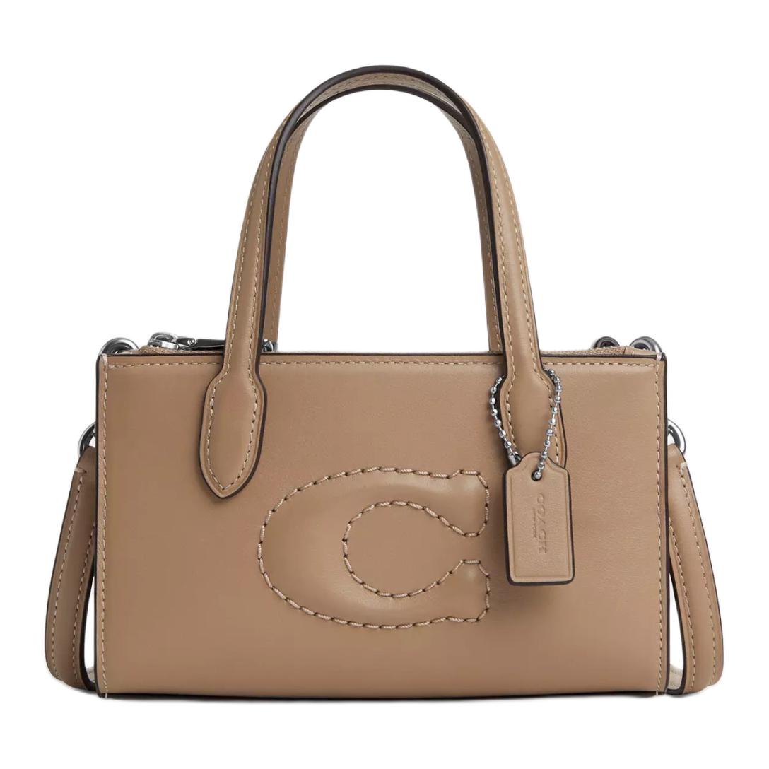 

Coach Nina 17 Monochrome Logo Magnetic Snap Small Calfskin Shoulder Crossbody Bag Women handbags Silver Brown CT804-SVTP Basic Set (Bag+Dust Bag)