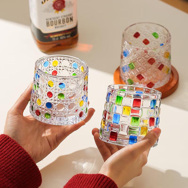 Striped Rotating Whiskey Tumbler Glass