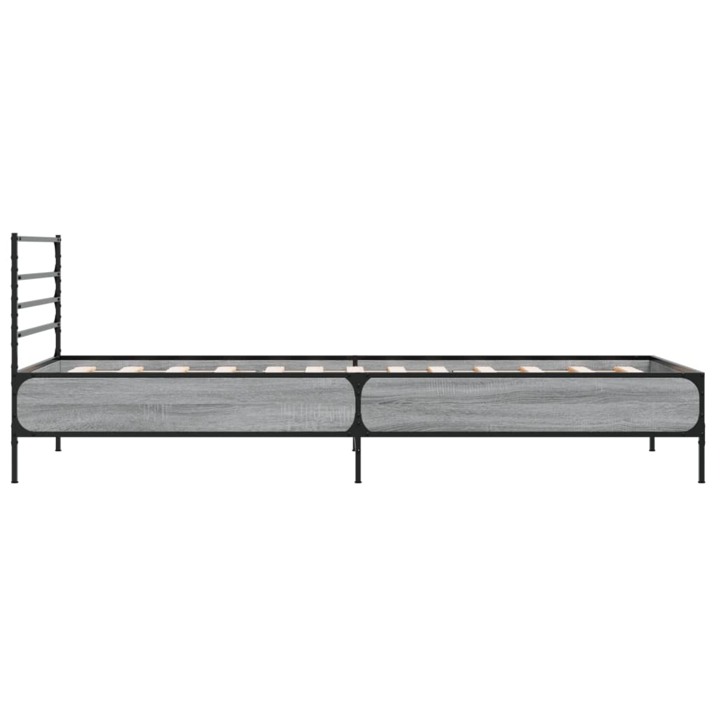 Bed Frame Gray Sonoma 75 x 190 cm Particleboard and Metal
