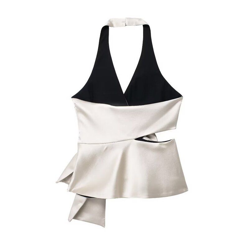 Fashion Style 2024 Summer New Arrival Women's Stylish Easiest for Match Bowknot Decoration Silk Satin Texture Tops 3506399