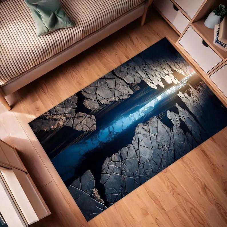 2D Flacher Optische Illusion Rutschfester Teppich Leicht zu Reinigen Perfekt für Eingangsbereich Schlafzimmer Waschküche Bereich Fußmatte Zuhause