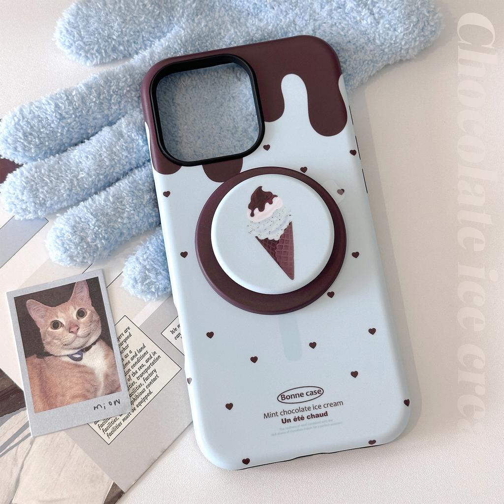 Magnetic Bracket IPhone 16promax IPhone Case 14 Suitable for 13 Philly Mint Ice Cream Summer