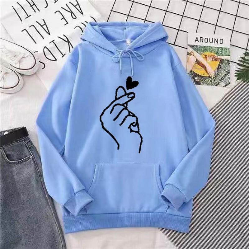 Plus Size Printed Fleece Hoodie Women Long Sleeve Casual Loose Fit Sweatshirt