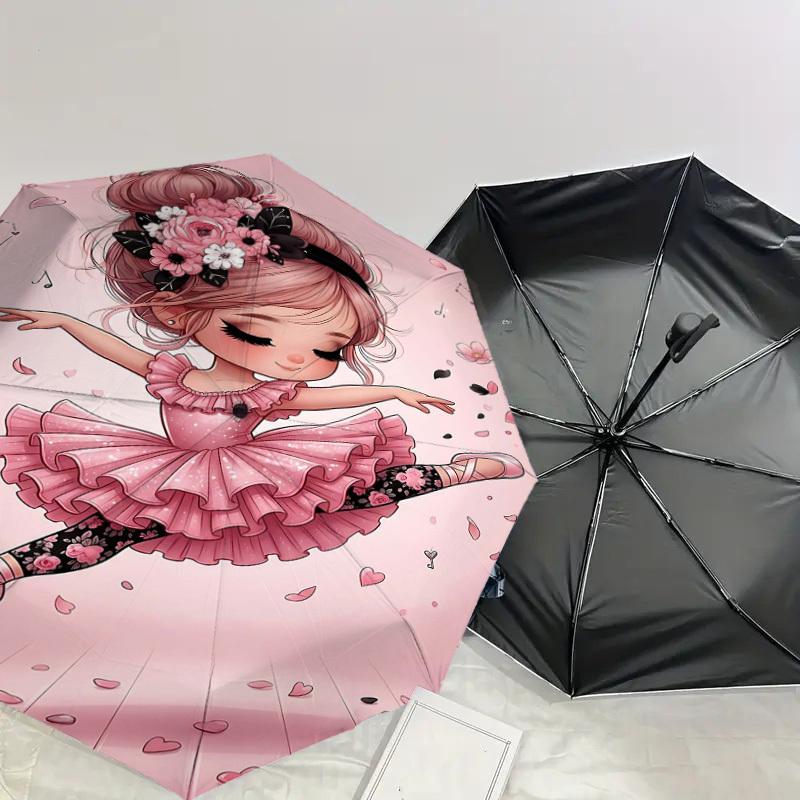 1PC Ballet Dancer Umbrella-8-Rib Reinforced, Automatic Open, Lightweight & Durable, Fashion Accessory for Outdoor, H0331