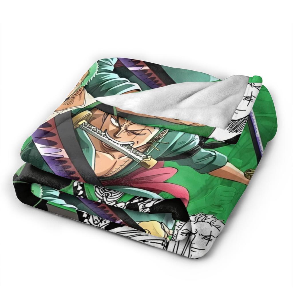 Luffy Anime Roronoa Zoro Fleece-Kuscheldecke Decken für Bett Outdoor Leichte Bettwäsche Überwürfe,