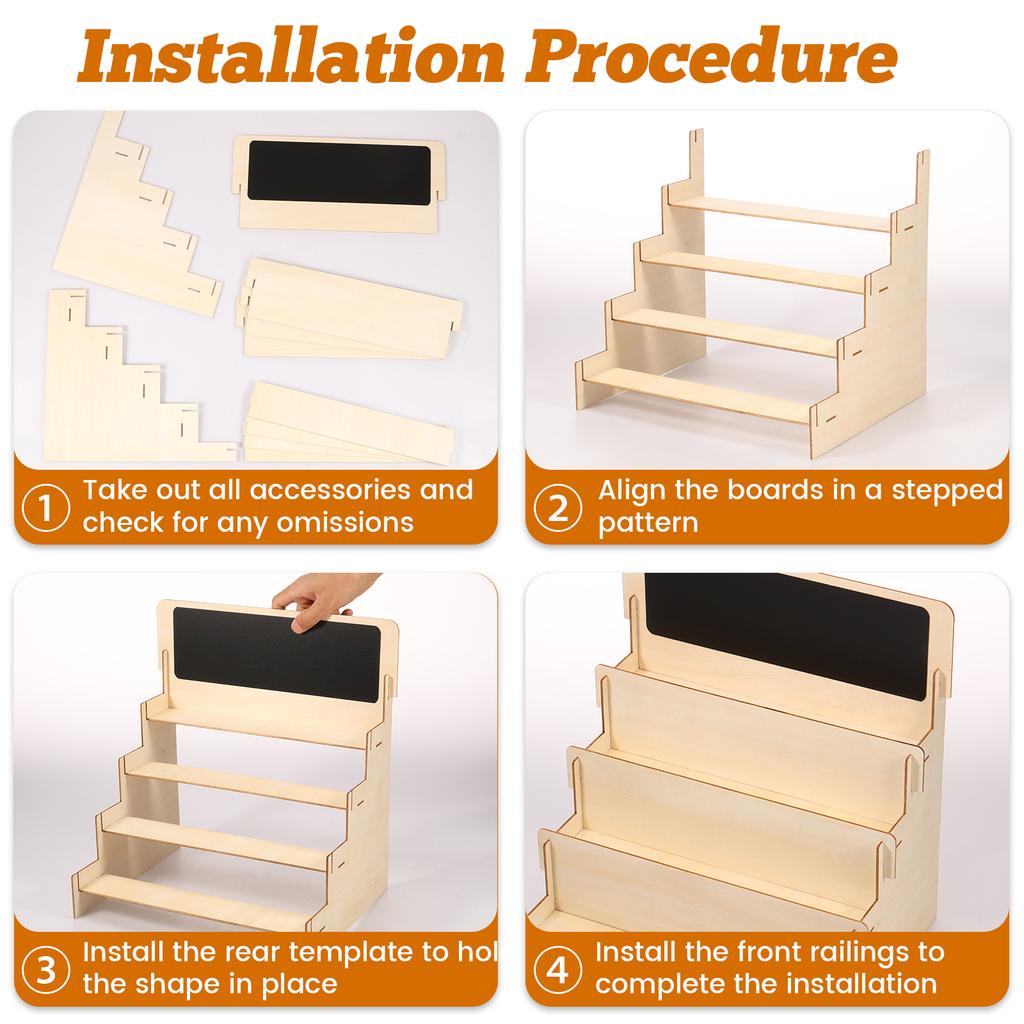 Greeting Card Display Stand 4 Tiers Wooden Card Storage Box Multi Purpose Sticker Display Rack Business Card Display Holder