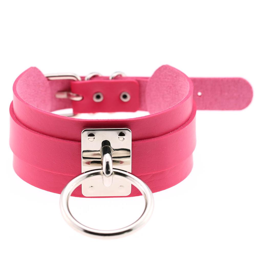 Ny Mote Sexy Harajuku Håndlaget Choker Punk Lær Halsbånd Kobberfarget Metall O-Rund Vridningsmoment Fest Smykker