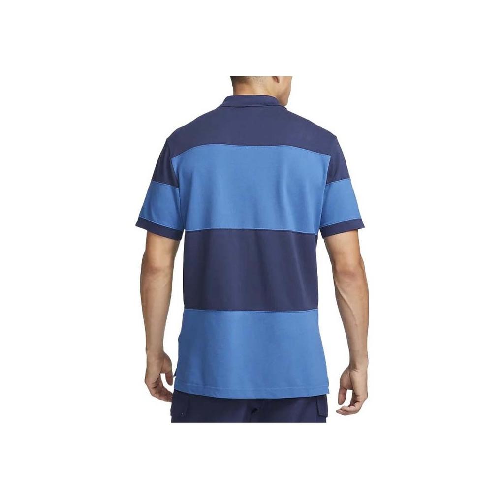 Nike Logo Print Short Sleeve Polo With Ribbed Collar And Cuffs Men Tops Blue DM6951-410
