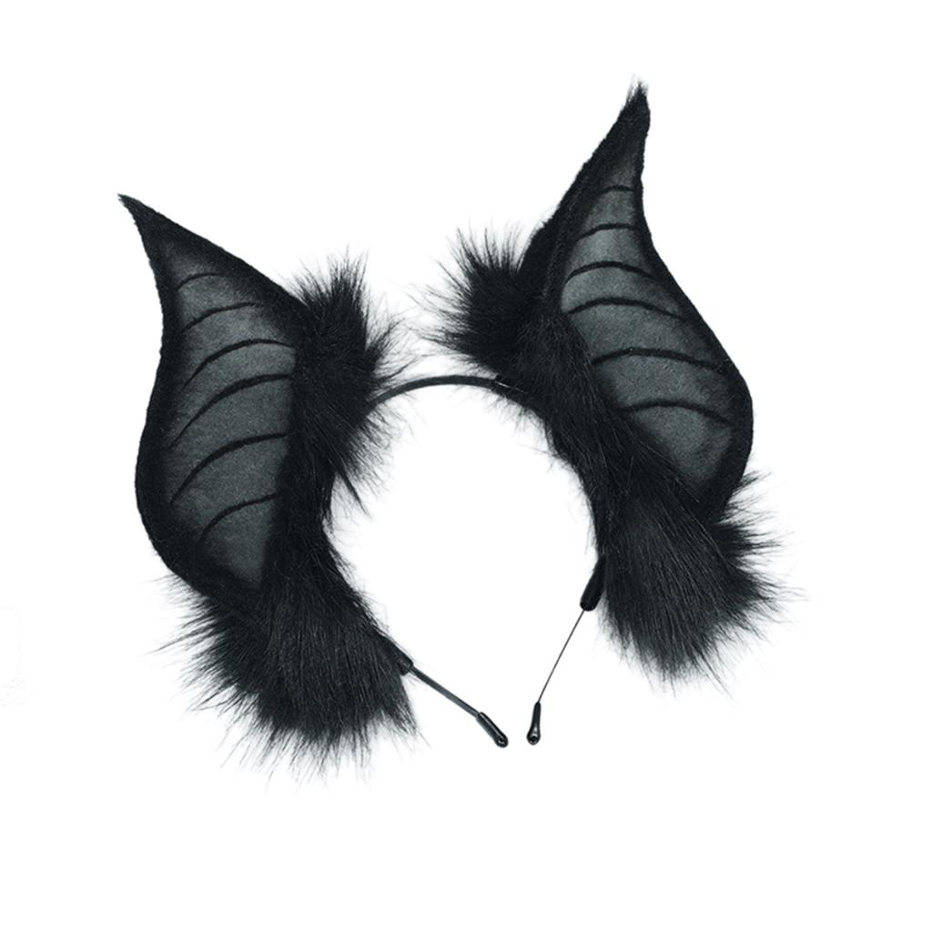 Kočičí netopýr Umělé kožešiny Čelenka do uší Roztomilé Halloweenské maškarní kostýmy Cosplay Kostým Ručně vyráběné zvíře Chlupaté uši Obruč do vlasů Ženy