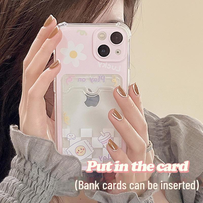 Zhitai iPhone 15 Pro Case: Card Holder Compatible with Apple 16, Japanese/Korean Style, Fits 678plus & 14 Models