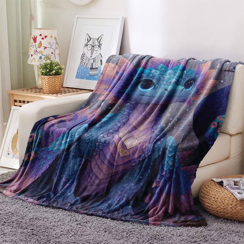 Purple Dragons  Print Flannel Blanket, High quality Comfortable for All Seasons, Home Decor, Warmth and Comfort