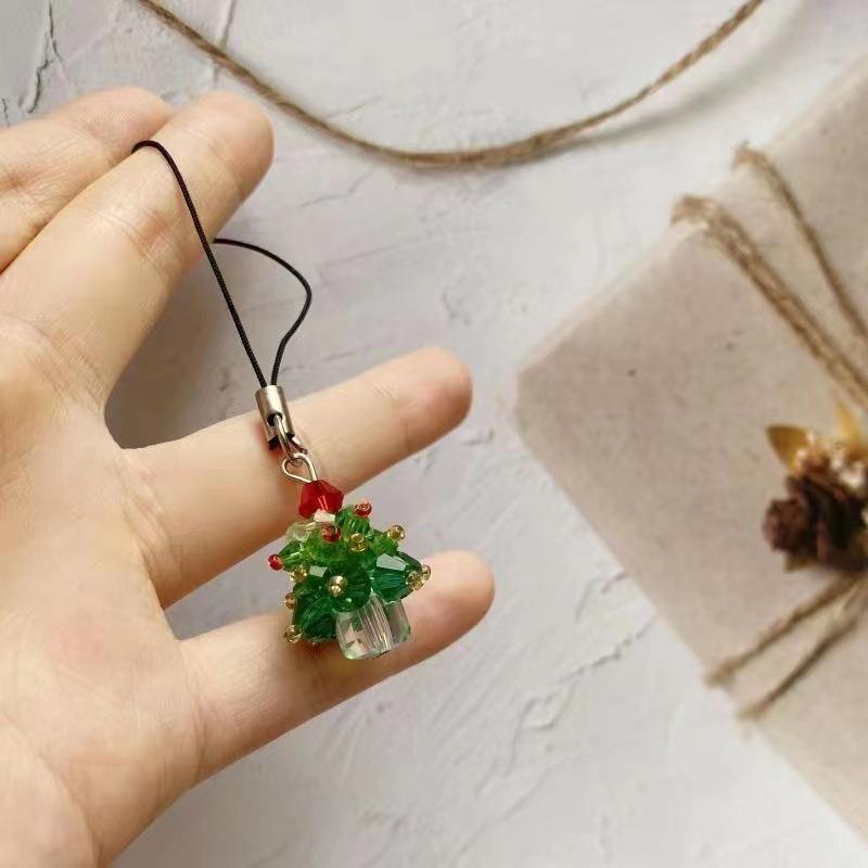 3D Christmas Tree Earrings with Red Bow - Heavy Beaded Crystal Ear Clips, Hand-Woven Holiday Accessories