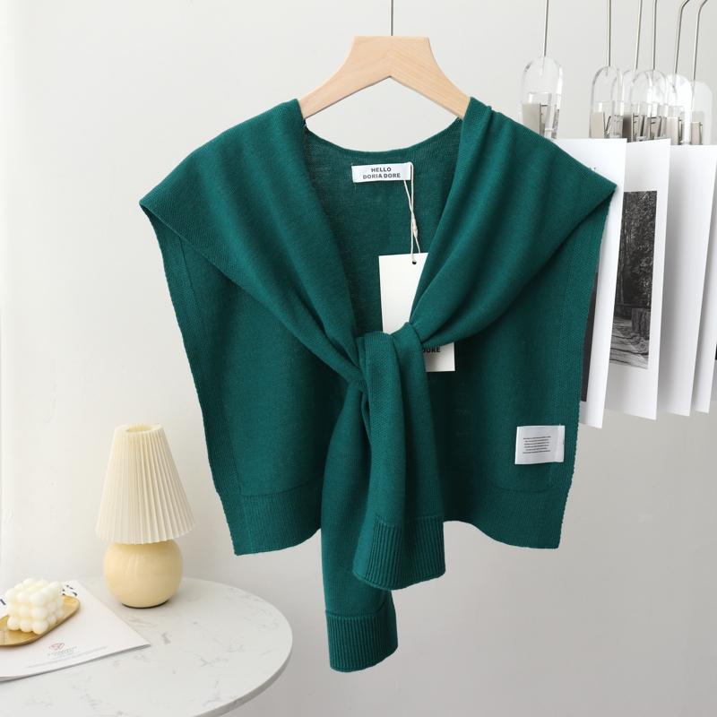 Korean Summer Air Conditioning Fake Collar Neck Guard Scarf Female Knit Thin Autumn Knotted Cape Sunscreen Shawl For Women