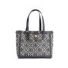 T Monogram Logo Print Matte Texture Woven Jacquard Leather Bucket Shoulder Bag Small Women Handbags Navy-Blue 81803-405